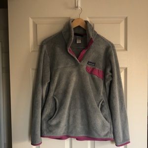 Patagonia Snap T Fleece Pullover | Grey & Pink